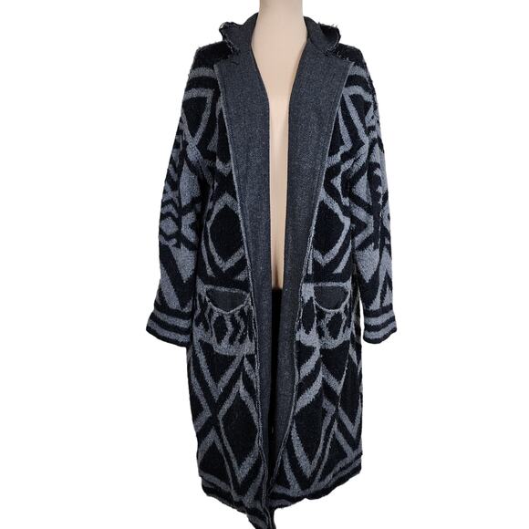 Free People Geometric Small Black & Grey Cardigan Sweater - Picture 2 of 6